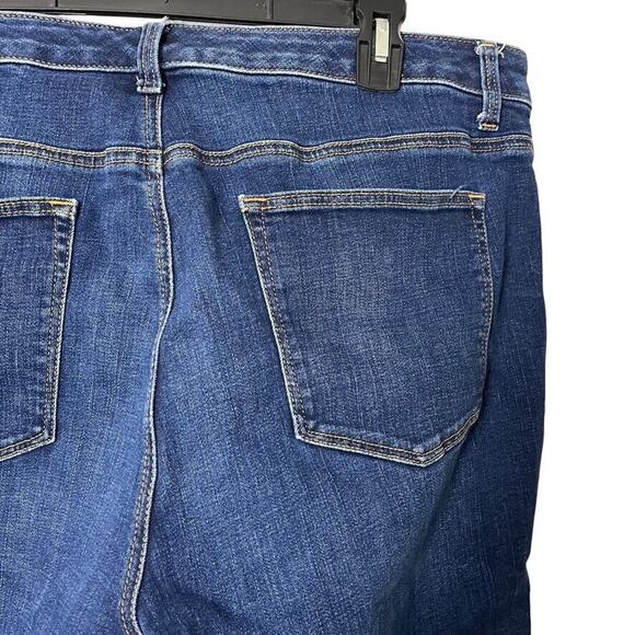 Talbots Straight Leg Womens Dark Wash Stretch Raw Hem High Rise Jeans sz 16 - Picture 13 of 16